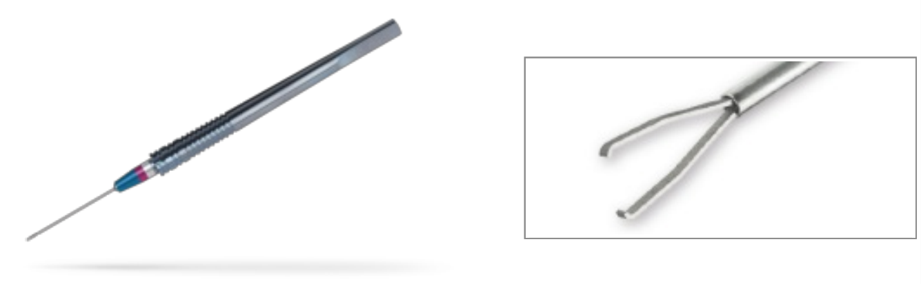 Microforceps: Asymmetrical endgripping.(25 gauge / 0.5 mm)