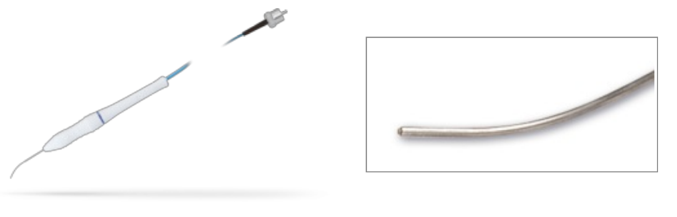 Stepped Laser probe, 25 gauge / 0,5mm with Iridex® adaptor curved